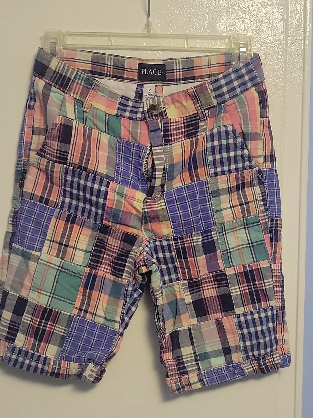 The Children's Place Plaid Patchwork Shorts - Blue, Pink, Green, Yellow
